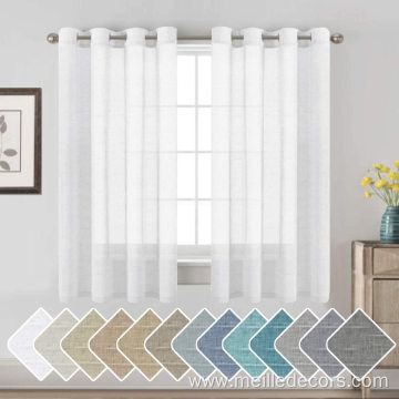 Semi Sheer White Curtains Nickel Grommet Linen Curtain